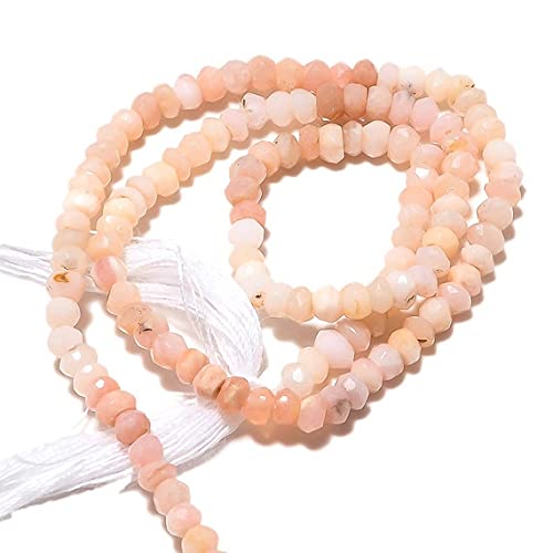Opale rose du Pérou perles 4mm fil de rondelles facettées pour fabrication bijoux diy
