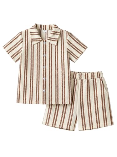 Image of Cakaner Tween Boys Summer Clothes 2 Piece Short Sleeve Graphic T-Shirt and Shorts Casual Outfit Set Size 7-14