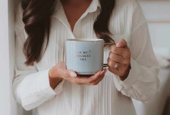 Sweet Water Decor In My Engaged Era Mug, 14oz Fine Bone China Cup for Tea & Coffee, Gold Handle & Rim, Engagement Gift for Fiancee & Bride-to-be, Bridal Shower Decoration and Gift for Future Wife - Image 5