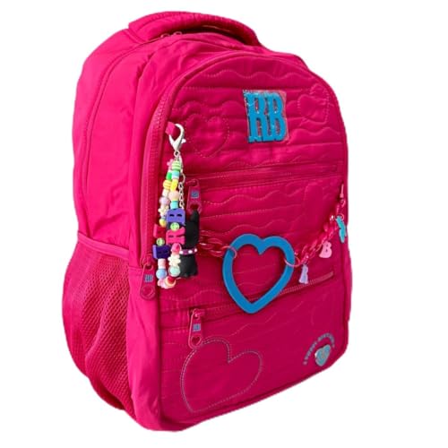 Mochila RB Feminina Coração Costa Escolar Juvenil (Rosa)
