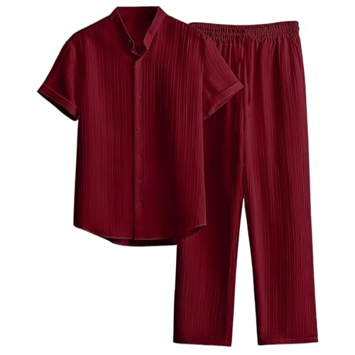 Chemise à manches courtes et pantalon d'été homme à la coupe droite épurée
