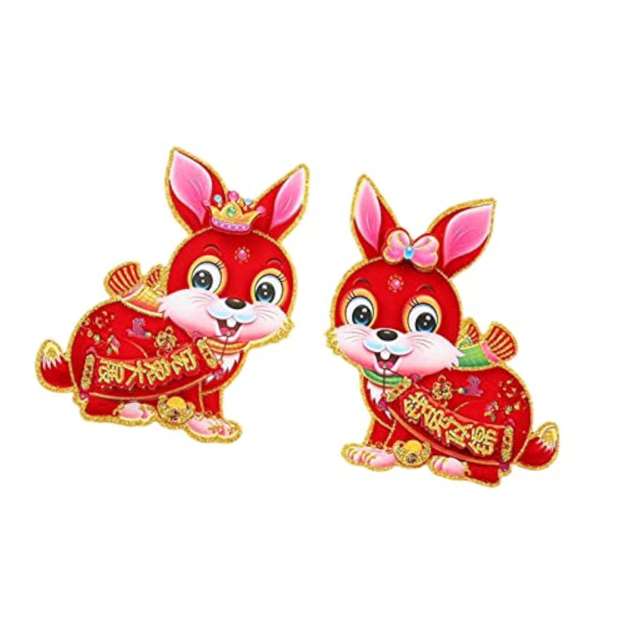 New Year Door Stickers Decorative Flocking Murals