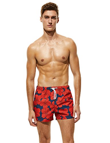 SEOBEAN Mens Sports Surfing Short Swimwear Board Shorts (Small / 25-27 Inches, 81301 Red)