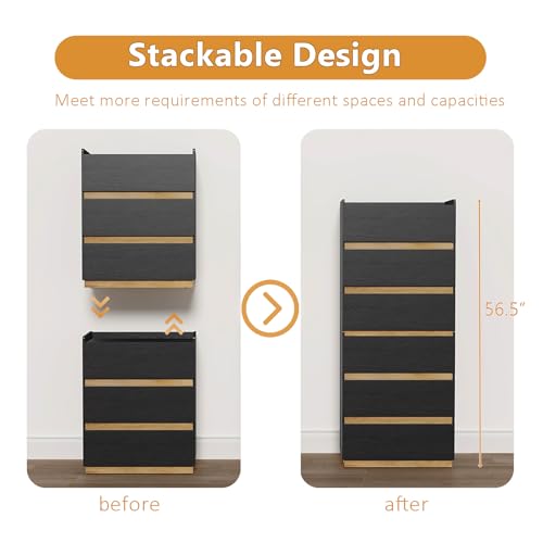 Image of 24 inch Wide Modern Large Nightstand, 3-Drawer Wooden Bedside Table