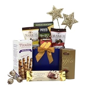 Gift Basket Village: Elegant Gourmet Hanukkah Gift – Assorted Chocolates, Cookies, Crackers & Wafer Rolls