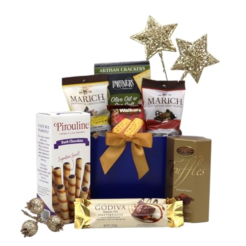 Gift Basket Village: Elegant Gourmet Hanukkah Gift - Assorted Chocolates, Cookies, Crackers & Wafer Rolls