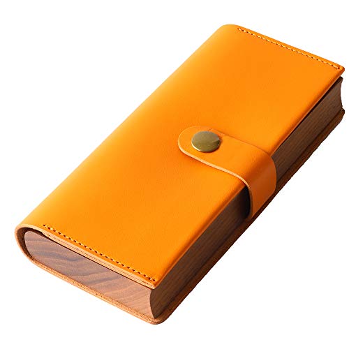 【HANATORA】HANATORA-Curio ヌメ革&ウォルナット ペンケース 木製 オレンジ