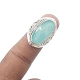 Fine Sterling Silver Ring For Womens Natural Aqua Chalcedony Ring Sterling Silver Statement Ring Oval Gemstone Ring