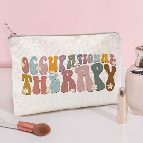 Occupational Therapy Linen Makeup Bag Thoughtful Gift for Her Occupational Therapy Cosmetic Bag OT Pencil Pouch Teacher Appreciation Graduation Gift Therapist Healthcare Worker (Retro) - Image 3