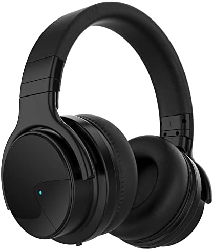 Active Noise Cancelling Headphones Bluetooth Headphones Over Ear Wireless Headphones with Microphone Deep Bass, Comfortable Protein Earpads, 30HPlaytime for Travel/Work, Matte Black