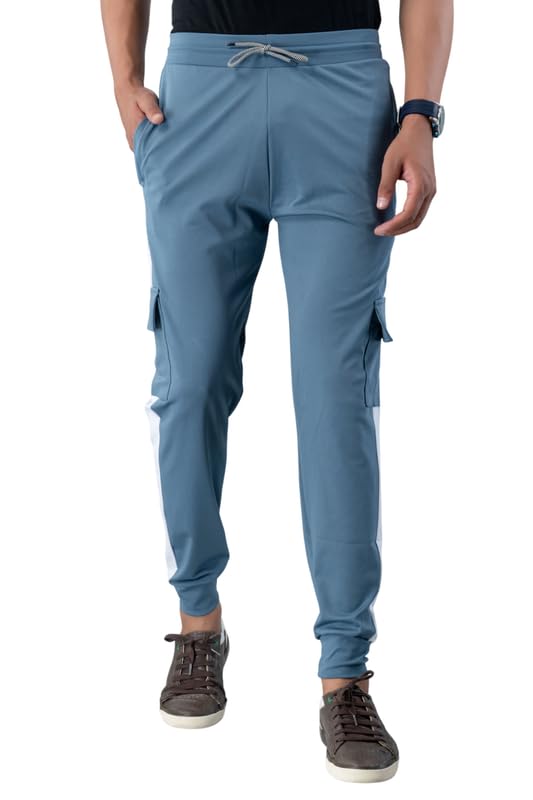 Men's Stylish Slim-Fit Cargo Joggers with Side Stripe - Casual Athletic Track Pants with Pockets-picture-18