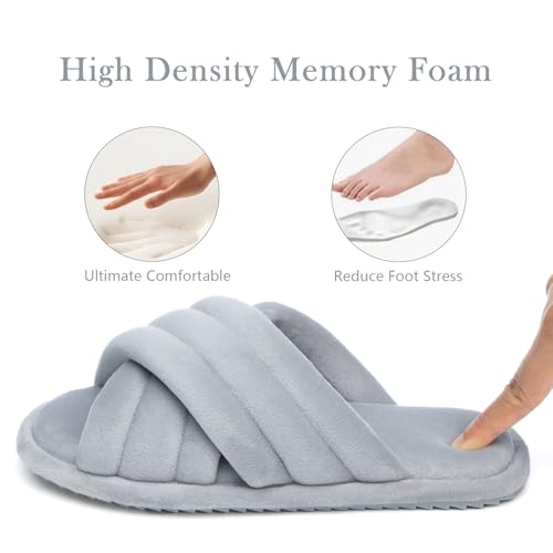 Image of GOEWY Cross Band Slippers for Women with Cozy Memory Foam Machine Washable | Open Toe Summer Cute Slipper,Soft Black House Shoes Slides,Indoor Outdoor Non-Slip Slip On,Gifts for Women Ladies Her Mom
