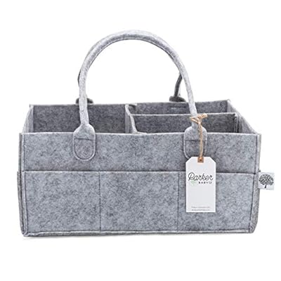 Parker Baby Diaper Caddy - Nursery Storage Bin and Car Organizer for Diapers and Baby Wipes - Large