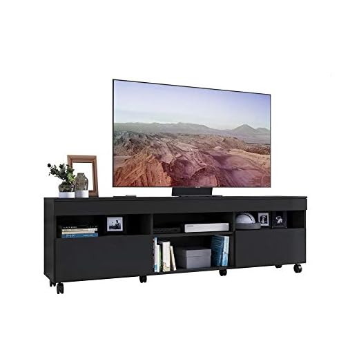 Rack Tv 65" com Rodízios e 2 Portas Paris Multimóveis Preto