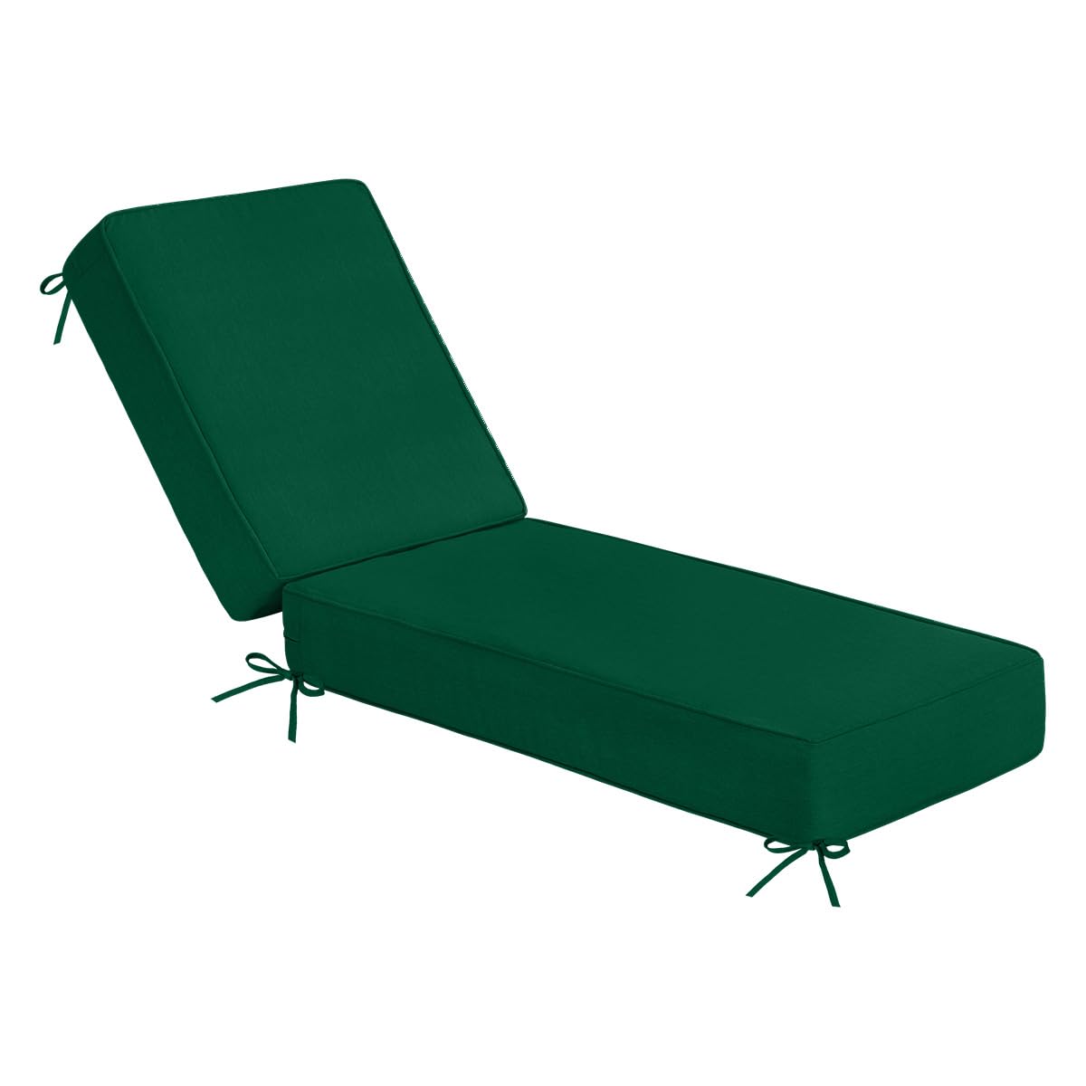 Sundale Outdoor Olefin Chaise Lounge Cushion, Water-Resistant Patio Lounge Chair Cushion, Thick Lounger Pad with 4 Straps Dark Green, 72 x 21 x 6