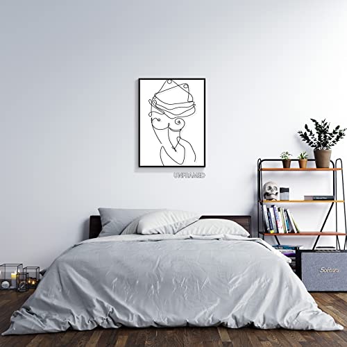 Ixmah Abstract Minimalist Woman Body Line Art Wall Decor, Black White Feminine Body Silhouette Canvas Wall Art, Modern Female Contour Poster Girl Sketch Drawing For Bedroom 16X24In Unframed #TOP4