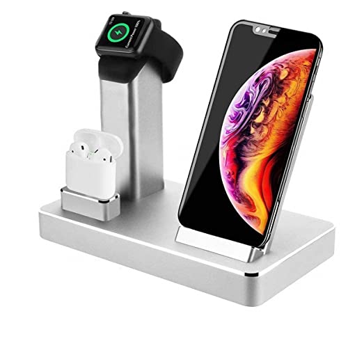 Station de Charge 3 en 1 pour Apple Watch AirPods iPhone - Station de Charge inductive Qi en Aluminium - Chargeur...
