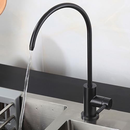 Robinet de cuisine col de cygne en acier inoxydable noir mat durable