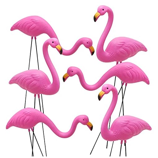 Set of 6 Small Pink Flamingo Yard Stakes - Image 5