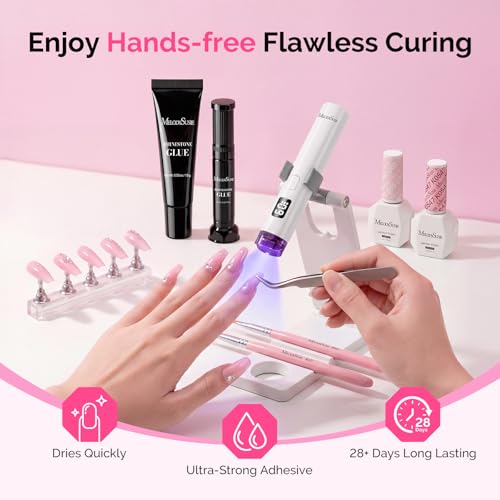Image of MelodySusie White Handheld UV Light with Stand and Rhinestone Glue Kit