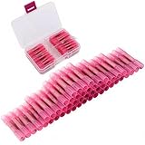 熱収縮バット端子、CESFONJER 圧着バットスプライス端子キット、熱収縮バットコネクタ、赤色はんだ不要コネクタキット、防水ワイヤコネクタ 50 個、22-16 AWG ケーブル用