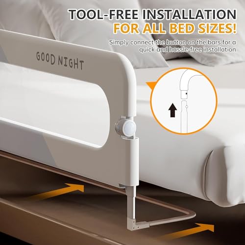 Image of Moppets Bed Rails for Baby Safety /Bed Side Protactor Guard from Falling with Instant Set up, 14 Level Hight Adjustment & Easy to Fold - (1.8 Meter / 6FT) Reinforced U Base - Pack of 1