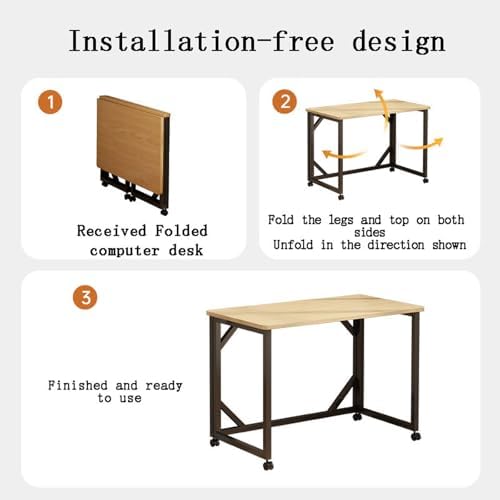 Portable Foldable Computer Desk, Removable Home Office Table, Compact Study Desk for Small Spaces, Ideal for Writing & Work (Walnut, 31.4" x 22.8" x 29.1")
