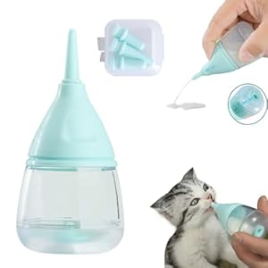 Kitten Bottles for Nursing,Puppy Bottles for Nursing Puppy Milk, Anti-Choking Puppy Feeder Design,with 3pcs Replaceable and Reusable Silicone Nipples for Feeding Newborn Pets (Blue)