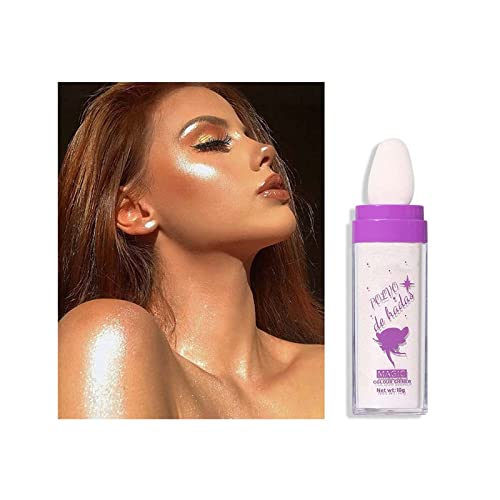 Polvo De Hadas - Resaltador en polvo con purpurina corporal, barra de maquillaje iluminadora natural 3D, polvo de reparación para cuerpo, purpurina plateada, escenario de fiesta rave (01)