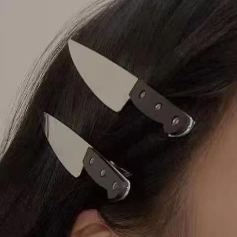 Mini Pinzas de Pelo Knife Goth Punk 2 Pzas miniatura 2