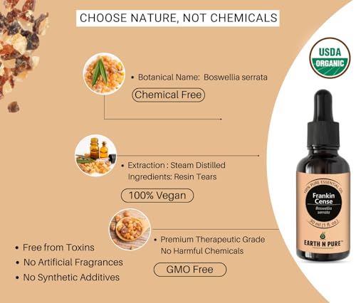 Image of Earth N Pure Frankincense Essential Oil (Loban Oil) Undiluted, Natural and Therapeutic Grade 250 ml
