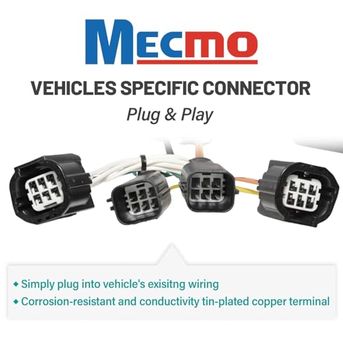 Image of MECMO 4-Way Flat Trailer Wiring Harness 56331 for 2011-2020 Dodge Grand Caravan, 2011-2016 Chrysler Town and Country, 2021-2022 Chrysler Grand Caravan, Plug n Play 4 Prong Tow Hitch Wire T-Connector