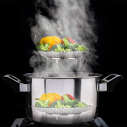 Image of UMILIFE Vegetable Steamer Basket Stainless Steel, Folding Expandable Veggie Steamer for Cooking, Premium Steam Basket Fits Various Pot Sizes for Healthy Food Preparation (Vegetable Basket, Pack of 1)