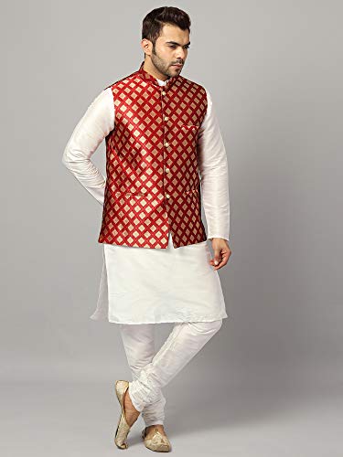 Image of Uri and MacKenzie Men's Silk Blend Kurta Pajama with Designer Ethnic Nehru Jacket /Modi Jacket