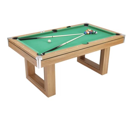 Mesa de billar multifuncional con mesa de comedor y ping pong, 1,8 m/2,1 m, todos los accesorios incluidos, perfecta para juegos familiares y ocio
