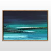 Framed Canvas Wall Art Abstract Ocean Seascape Canvas Prints Home Artwork Decoration for Living Room,Bedroom - 16x24 inches