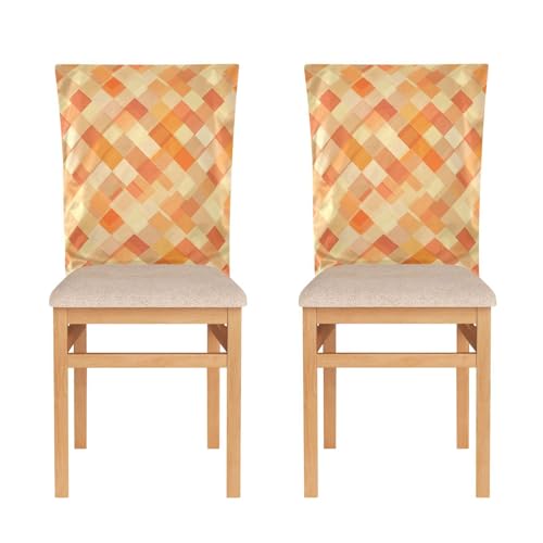 KLL Covers for Chairs for Festivals (Easter, Graduation, etc.) Chair Cover for Office Chair Set of 2 Soft Stool Covers Trendy Rhomboid Orange Neutral