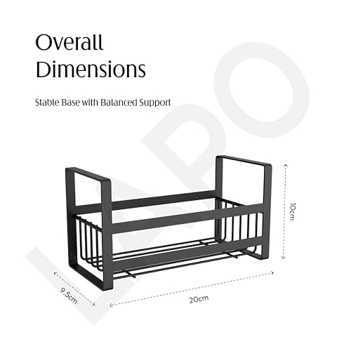 Image of LAPO Wall Mounted Storage Organizer for Bathroom, Self Adhesive Rack for Kitchen Sink Accessories and Utility Use, Multipurpose Storage Rack (Black, Pack of 1)