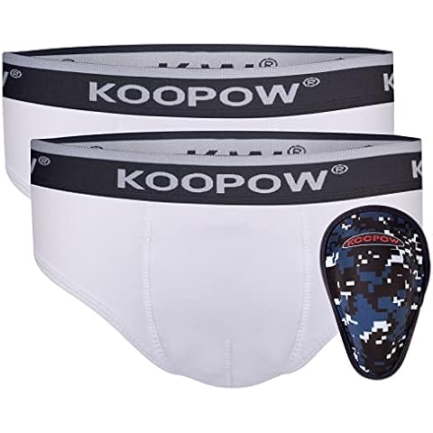 KOOPOW 2-Pack Youth Cup Underwear Youth Boys Baseball Cup Briefs With Soft Protective Athletic Cup Baseball, Football, Lacrosse Cover