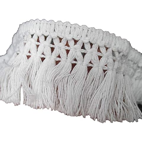 Trimscraft Cotton Tassel Fringe in White 1-1/2 Inch Wide Pack of 10 Yards Cover