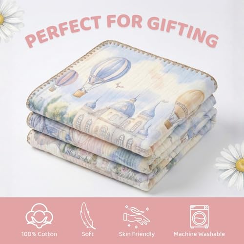Image of haus & kinder Muslin Blanket for New Born Baby, Soft Breathable Baby Blankets Newborn, Baby Blanket for 0-2 Years, Baby Blanket for Crib Nursery & Stroller, New Born Baby Essentials | Meadow Mates