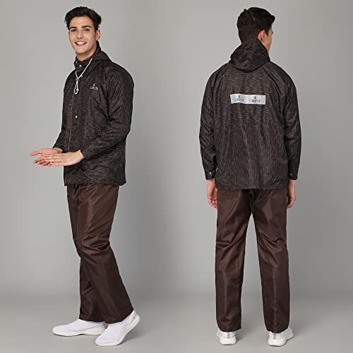 Image of THE CLOWNFISH Men's Standard Lenth Waterproof Polyester Double Coating Reversible Raincoat With Hood And Reflector Logo At Back