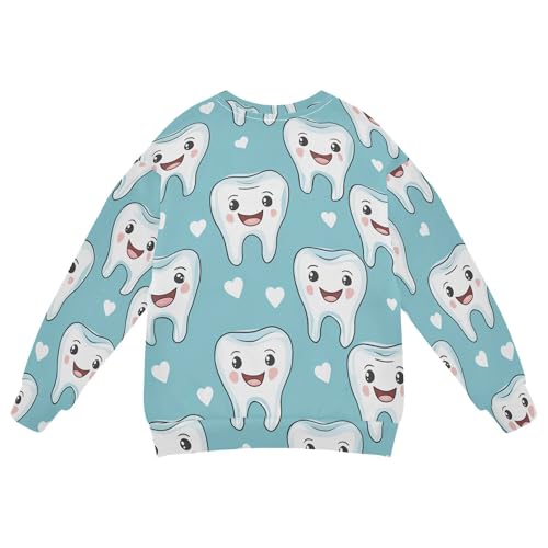 JUNZAN Cartoon Cute Teeth Dental Health Care Green Little Kids Hooded Sweatshirt Crewneck Kids Pullover Hoodie Athletic 4T2
