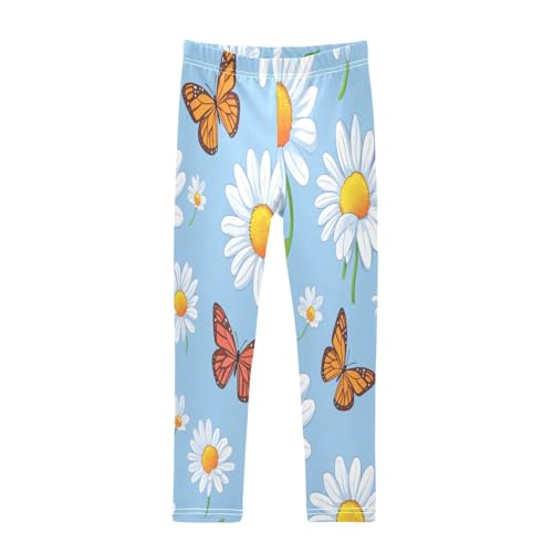 Toddler Girls Leggings Printed Yoga Pants Leggings Butterfly White Daisy for Kids
