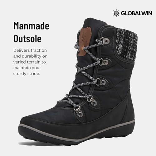 GLOBALWIN Women's Snow Boots Comfortable Black Boots For Women Waterproof Mid-Calf Winter Boots For Women With Fleece Lining And Non Slip Outdoor Sole Size 10M - image 3