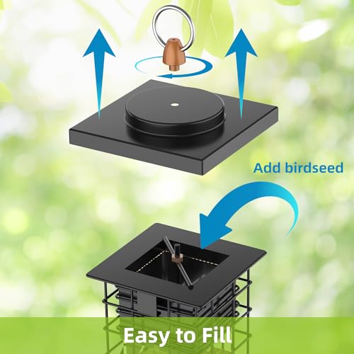 Kruoo Metal Squirrel Proof Bird Feeder For Outdoors Hanging Gravity Protection Squirrel Proof Wild Bird Feeders For Outside thumb #3
