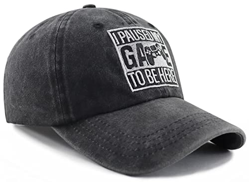 Gamer Gifts For Men Women, I Paused My Game To Be Here Baseball Cap, Adjustable Cotton Embroidered Gaming Hats, Funny Gaming Stuff Gift For Teen Boys Girls Son Brother Boyfriend Husband Friend #TOP2