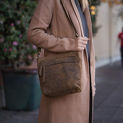 Bolso bandolera de cuero para mujer miniatura 3