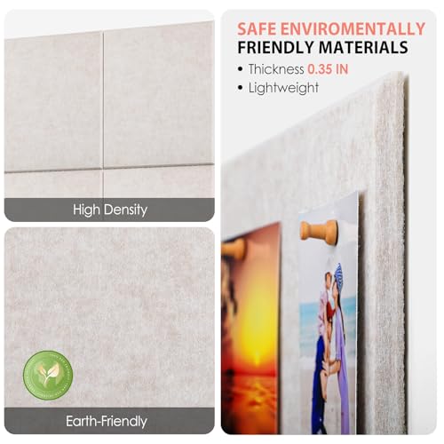 Image of MaxGear Felt Bulletin Board 48 inch x 36 inch, Light Tan Felt Wall Tiles Wall Decor
