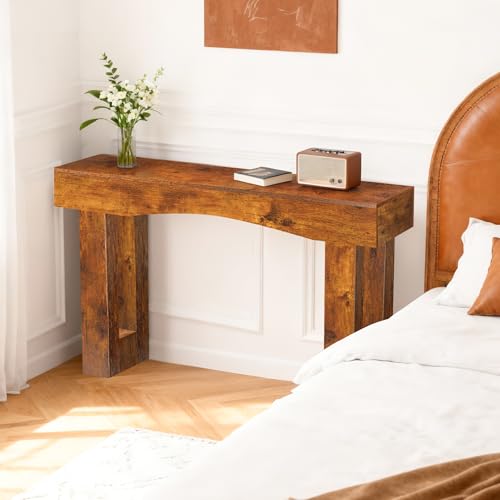 Image of 63 Inch Long Entryway Table Hollow, Wooden Console Table with Socket Farmhouse Sofa Table for Entrance, Hallway, Living Room,Behind Couch(Rustic Brown)
